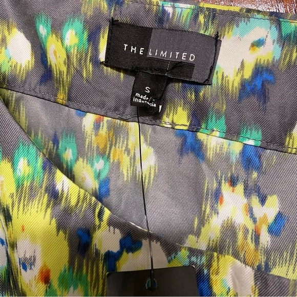 The Limited Camisole Blouse Size S Floral Gray Teal Tye Dye Pattern Silky Layer - Picture 8 of 13